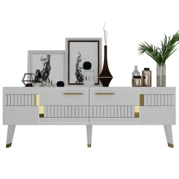 Έπιπλο Τηλεόρασης Moda 475OLV1435 150x35x53,2cm White-Gold
