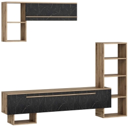 Σύνθεση Τηλεόρασης Mega 505CRL1701 209x27,7x123,6cm Marble Effect Black-Natural