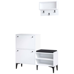 Έπιπλο Εισόδου Bred 393MRD1277 110x35x92cm White-Black Μοριοσανίδα, Μελαμίνη