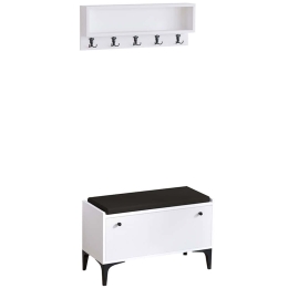 Έπιπλο Εισόδου Lena 393MRD1279 80x35x49cm White-Black Μοριοσανίδα, Μελαμίνη