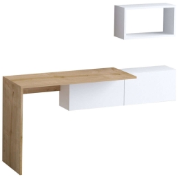 Γραφείο Με Ράφι Tiff (Σετ 2Τμχ) 393MRD1297 145x45x74/45x15x26cm White-Oak