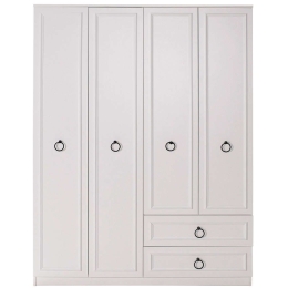 Ντουλάπα Τετράφυλλη 479ADR1702 140x52x185cm White-Black Τετράφυλλη