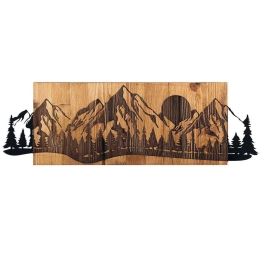 Διακοσμητικό Τοίχου Sundown 279ENZ1855 75,5x24,5cm Walnut-Black Wallity Μέταλλο,Ξύλο