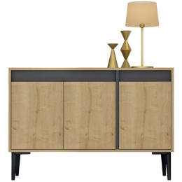 Μπουφές Asude 475OLV1723 120x40x75cm Oak-Anthracite Μοριοσανίδα, Μελαμίνη