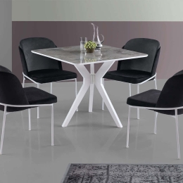 Τραπέζι Kare Ares 974NMB1526 87x87x75cm White-Grey Πλαστικό,Mdf