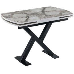 Τραπέζι Επεκτεινόμενο Viva 974NMB1541 120/180x80x75cm Marble Effect White-Black Μοριοσανίδα, Μέταλλο