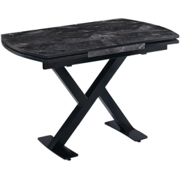 Τραπέζι Επεκτεινόμενο Viva 974NMB1543 120/180x80x75cm Marble Effect Black Μοριοσανίδα, Μέταλλο