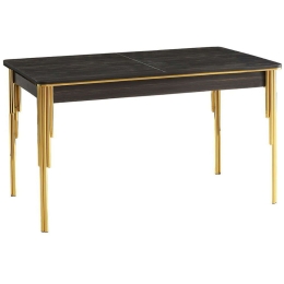 Τραπέζι Επεκτεινόμενο Damla 974NMB1544 144/177,5x90x78cm Black-Gold Μοριοσανίδα, Μέταλλο
