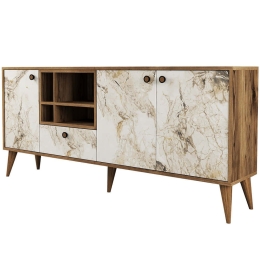 Μπουφές Napoli 845HCT5340 180x35x81cm Marble Effect White Πλαστικό,Μοριοσανίδα