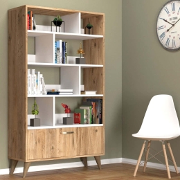 Βιβλιοθήκη 616TNM1305 90x35,5x158,6cm Pine-White