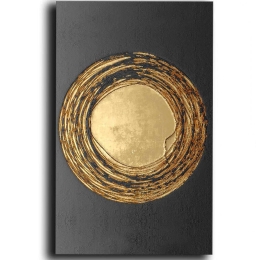 Πίνακας Καμβάς 122RMF1183 45x70cm Black-Gold Wallity Κάθετοι Ξύλο, Καμβάς