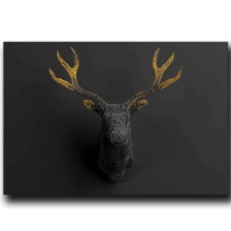 Πίνακας Καμβάς 122RMF1220 100x70cm Gold-Black Wallity Οριζόντιοι Ξύλο, Καμβάς