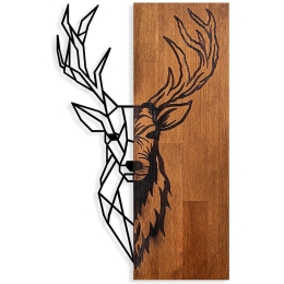 Διακοσμητικό Τοίχου Red Deer 891TNL2350 36x58cm Walnut-Black Wallity Μέταλλο,Ξύλο