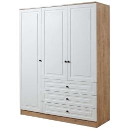 Ντουλάπα Τρίφυλλη Tuvalle 230TVL1201 190x52x150cm Oak-White Τρίφυλλη