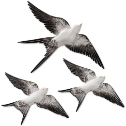 Διακοσμητικό Τοίχου Flying Swallow (Σετ 3Τμχ) 565TNL1181 28x2x19/22x2x14cm Multi-White Aberto Design Πολυέστερ