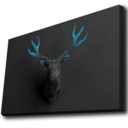 Πίνακας Καμβάς Με Φως Led 139LDG1126 70x45cm Black-Blue Wallity Οριζόντιοι Ξύλο, Καμβάς