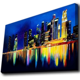 Πίνακας Καμβάς Με Φως Led 139LDG1128 70x45cm Multi Wallity Οριζόντιοι Ξύλο, Καμβάς