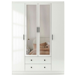 Ντουλάπα Τετράφυλλη Lavinia 125GLN1161 140x50x182cm White Τετράφυλλη
