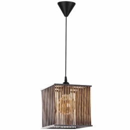Φωτιστικό Οροφής Cubic Cage 390FLH2187 21x21x60cm 1xE27 40W Brown-Black Opviq