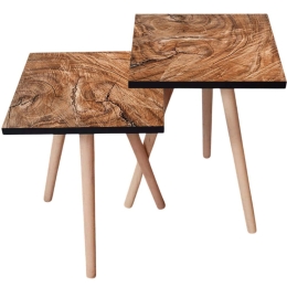 Τραπεζάκια Βοηθητικά (Σετ 2Τμχ) 481LNA2339 35x35x47/42cm Brown