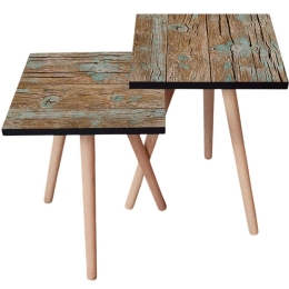 Τραπεζάκια Βοηθητικά (Σετ 2Τμχ) 481LNA2341 35x35x47/42cm Brown-Blue