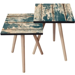Τραπεζάκια Βοηθητικά (Σετ 2Τμχ) 481LNA2656 35x35x47/42cm Green-Cream