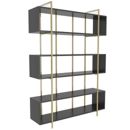 Βιβλιοθήκη Bruti 875ZNA4509 120x29,6x180cm Anthracite-Gold