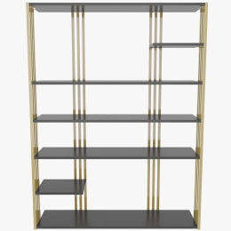 Βιβλιοθήκη Jenny 875ZNA4522 120x29,6x160cm Anthracite-Gold