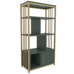 Βιβλιοθήκη Valero 875ZNA4569 60x29,6x120cm Green-Gold