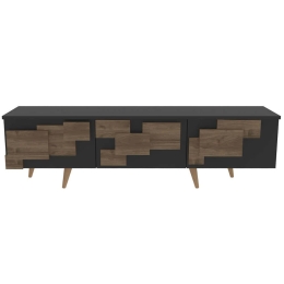 Έπιπλο Τηλεόρασης 3D 875ZNA4581 160x35x45cm Anthracite-Walnut