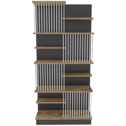 Βιβλιοθήκη Arya 875ZNA4607 80x24,6x160cm Black-Oak