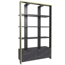 Βιβλιοθήκη Elena 875ZNA4616 93,6x31,5x160cm Marble Effect Black