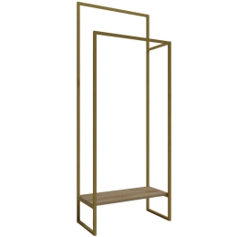 Κρεμάστρα Δαπέδου Koblenz 285LCV1298 80x35x170cm Gold-Walnut Μοριοσανίδα, Μέταλλο