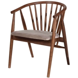 Πολυθρόνα Albero 117FRF1148 55x77x47cm Walnut-Beige Ξύλο