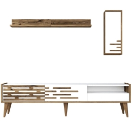 Σύνθεση Τηλεόρασης Valensiya 845HCT5343 180x35x45cm Walnut-White