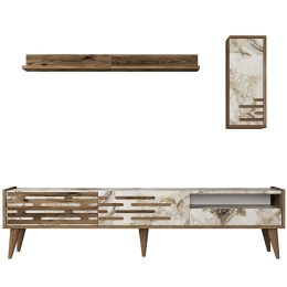 Σύνθεση Τηλεόρασης Valensiya 845HCT5344 180x35x45cm Marble Effect White-Walnut