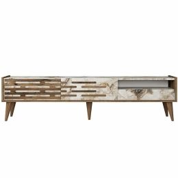 Έπιπλο Τηλεόρασης Valensiya 845HCT5351 180x45x35cm Marble Effect White-Walnut
