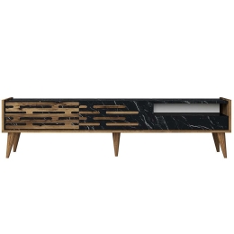 Έπιπλο Τηλεόρασης Valensiya 845HCT5354 180x45x35cm Marble Effect Black-Walnut