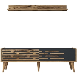 Σύνθεση Τηλεόρασης Valensiya 845HCT5384 140x35x45cm Walnut-Anthracite
