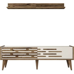 Σύνθεση Τηλεόρασης Valensiya 845HCT5388 140x35x45cm Walnut-Cream