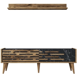 Σύνθεση Τηλεόρασης Valensiya 845HCT5389 140x35x45cm Marble Effect Black-Walnut