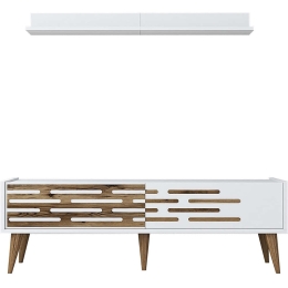 Σύνθεση Τηλεόρασης Valensiya 845HCT5390 140x35x45cm White-Walnut