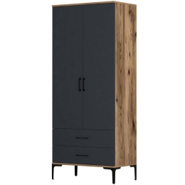 Ντουλάπα Δίφυλλη Kumsal 845HCT5414 80x47,5x201,4cm Walnut-Anthracite Δίφυλλη