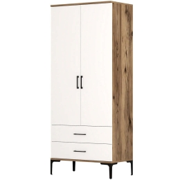 Ντουλάπα Δίφυλλη Kumsal 845HCT5415 80x47,5x201,4cm Walnut-White Δίφυλλη