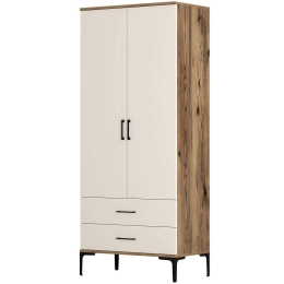 Ντουλάπα Δίφυλλη Kumsal 845HCT5416 80x47,5x201,4cm Walnut-Cream Δίφυλλη