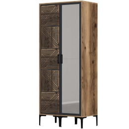 Ντουλάπα Δίφυλλη Kumsal 845HCT5419 80x47,5x201,4cm Walnut-Anthracite Δίφυλλη