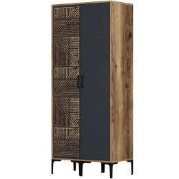 Ντουλάπα Δίφυλλη Kumsal 845HCT5424 80x47,5x201,4cm Walnut-Anthracite Δίφυλλη