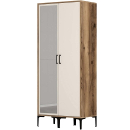 Ντουλάπα Δίφυλλη Kumsal 845HCT5431 80x47,5x201,4cm Walnut-Cream Δίφυλλη