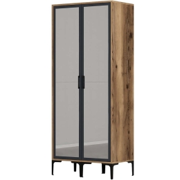 Ντουλάπα Δίφυλλη Kumsal 845HCT5434 80x47,5x201,4cm Walnut-Anthracite Δίφυλλη