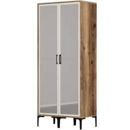 Ντουλάπα Δίφυλλη Kumsal 845HCT5436 80x47,5x201,4cm Walnut-Cream Δίφυλλη